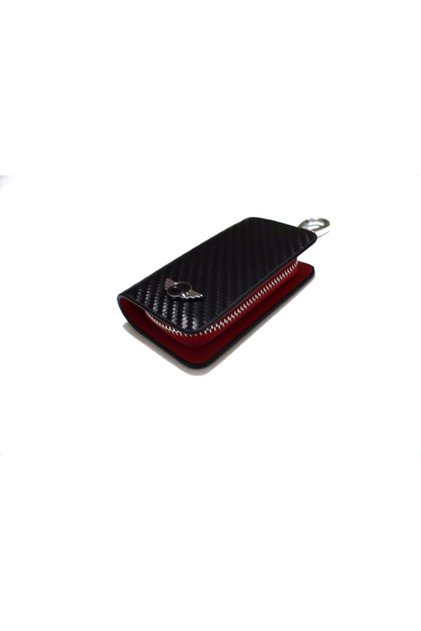 Mini Cooper Compatible Zippered Leather Patterned Keychain Remote Control Case