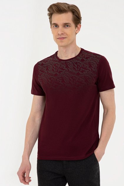 Claret Red Slim Fit Crew Neck T-Shirt