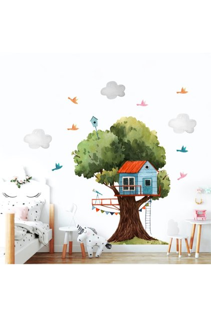 Tree House And Birds Kids Room Wall Sticker