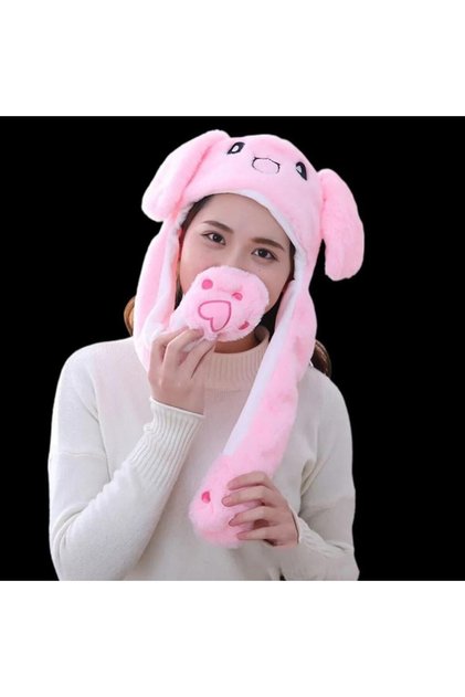 Trend Influencer Movable Playing Eared Pump Rabbit Hat with Cute Plush Toy Children Adult