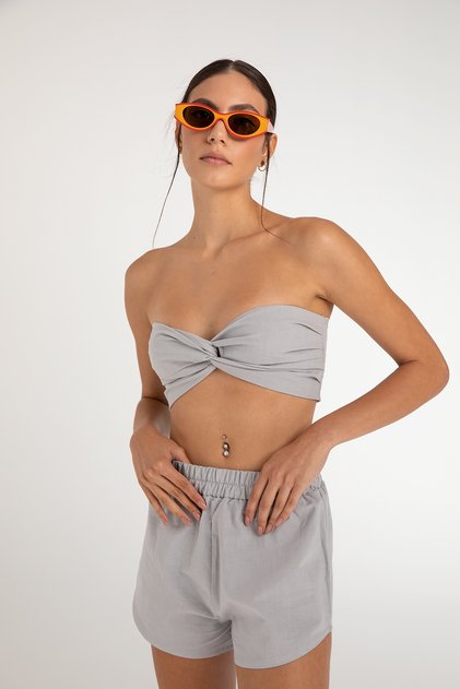 Maia Linen Bustier Gray