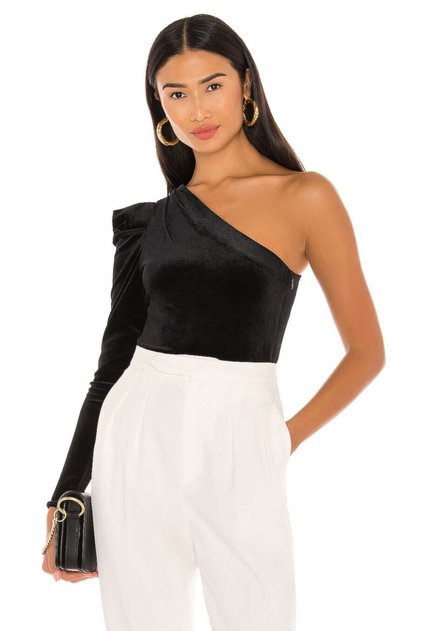 Women's Single Sleeve Velvet Bodysuit