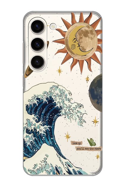 Sun and Wave Pattern Transparent Phone Case Compatible with Samsung Galaxy S23