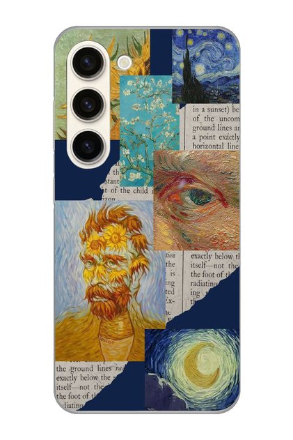 Samsung Galaxy S23 Compatible Vincent Van Gogh Collage Pattern Transparent Phone Case