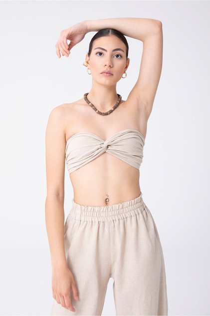 Maia Linen Bustier Beige