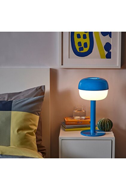 IKEA Mavi BLASVERK MASA LAMBASI Kablolu Plastik E14 36 x 10 Masa