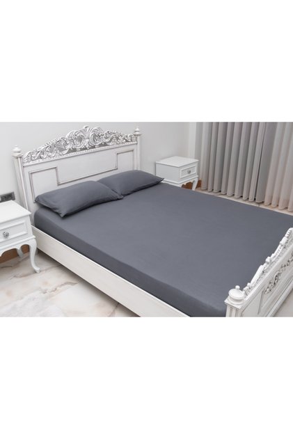 Only Bed Sheet 100% Cotton Combed Cotton Elastic Sheet (Anthracite)