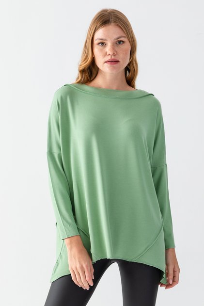 Women's Aqua Green Skirt Asymmetrical Loose Cut Basic Tunic