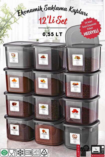 Nandy Home Etiketli 12 Adet 500 ml Ekonomik Kırılmaz Antrasit