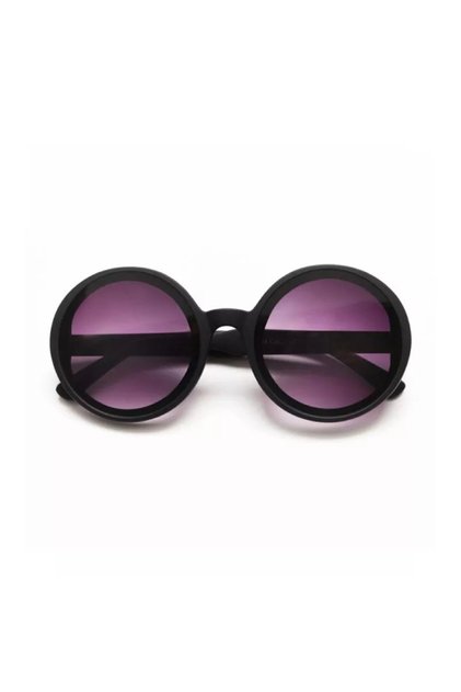 Monica Unisex Large Round Sunglasses Black