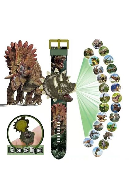 Dinozor 3d Projeksiyonlu Saat 24 Farklı Karakteri Duvara Yansıtır
