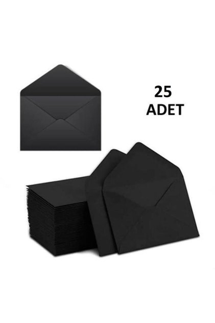 25 Adet Siyah Renkli Küçük Zarf 7x9
