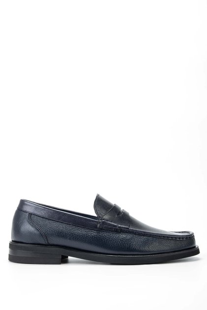 Men's Genuine Leather Navy Blue Loafers
