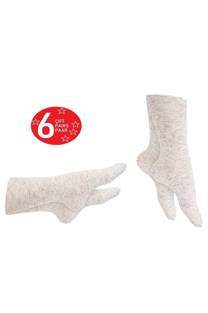 Happybody Socks Linen Women's 6-Piece Socket Washed Fabric Non-Squeezing Rubber Seamless Toe Finish