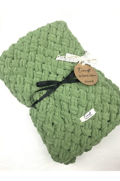 Alize Puffy Hand Knitted Baby Blanket