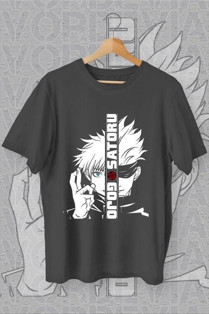 Jujutsu Kaisen Satoru Gojo Štampano Oversize kroj Crna T-shirt