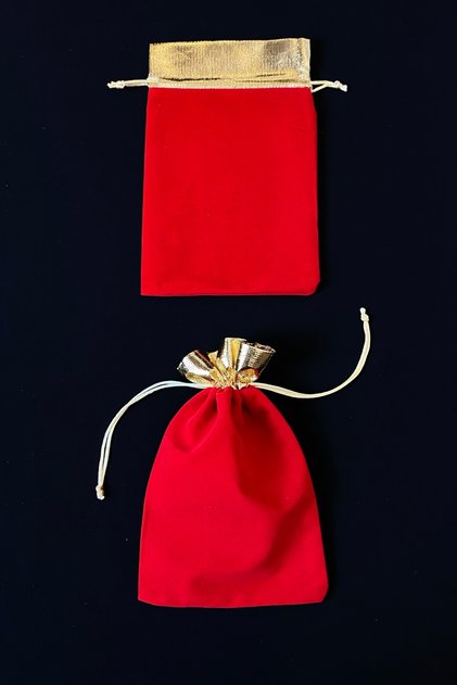 Velvet Henna Cookie Gold Jewelry Towel Pouch Red Gold 5 Pieces Size 15X23