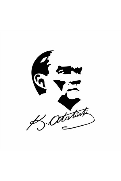 Ataturk Silhouette And Signature Sticker 17x20 Cm Black