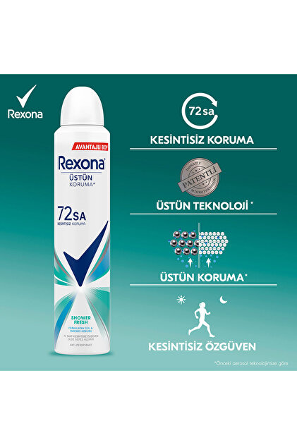 Rexona Kadın Sprey Deodorant Shower Fresh 72 Saat Kesintisiz Üstün Koruma 200 ml X3 - 7