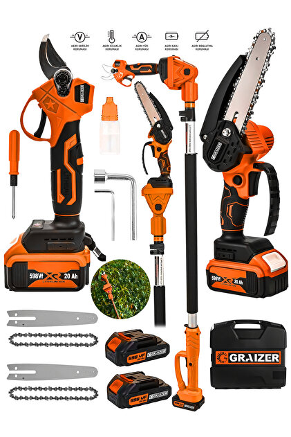 Graizer Alman 598 Vf 20 Ah 2 Akülü Kömürsüz Şarjlı Ağaç Dal Kesme