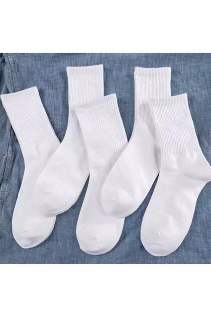 6'lı Ekonomik Paket Fitilli Beyaz Unisex Soket Tenis Çorap