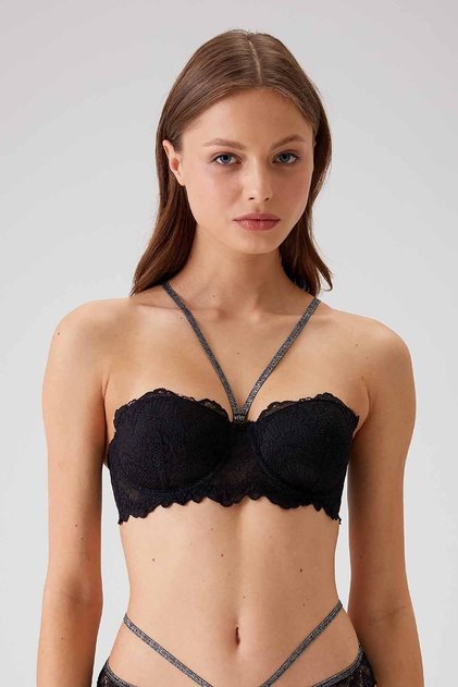Women's Black 4732 Underwire Soft Push Up Strapless Single Bra