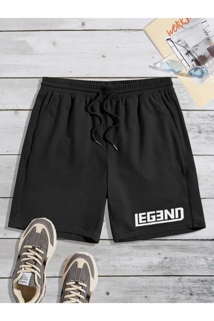 LEGEND Printed Pocketed Elastic Waist Sports SHORTS