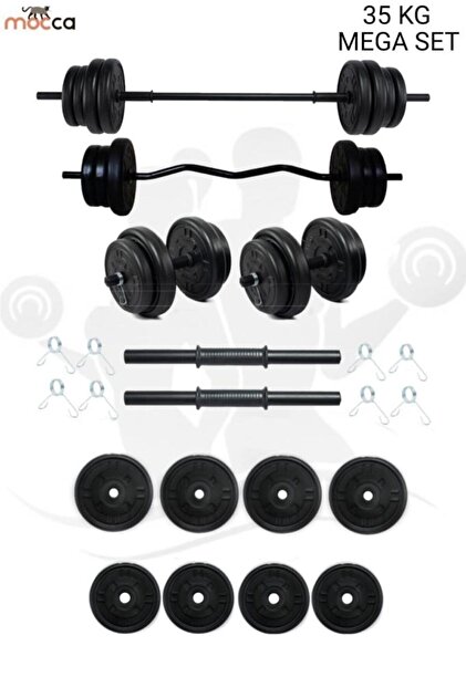 Mocca Style 38 Kg Z-barlı Megaset Halter Seti Ve Dambıl Seti