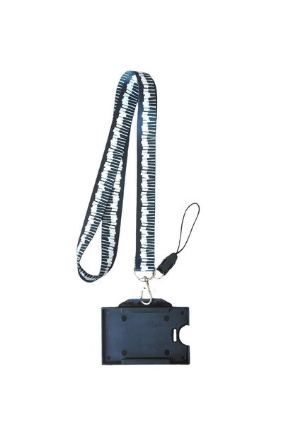 Piano Keys Card Strap Rope; Collar Strap Rope, Neck Strap, Phone Strap Bracket, Black Horizontal Card Holder