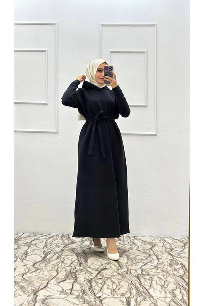 3 THREAD RADIATED HOODED DRESS