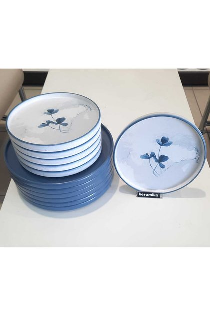 Keramica 12 Pieces Breakfast Set for 6 People Blue Magic