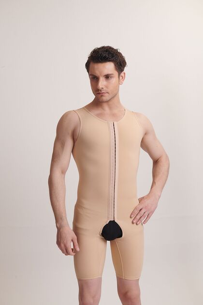 Men's Agraphed Above Knee Liposuction Corset /art 503/black Color