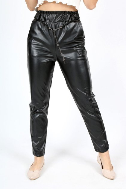 Girl's Elastic Waist Leather Trousers