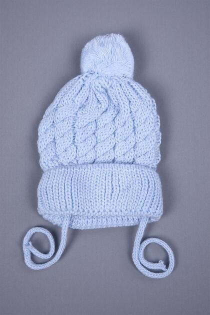 Knitwear Pompom Tie Girl Boy Baby Newborn 0-6 Months Beanie 0946-1