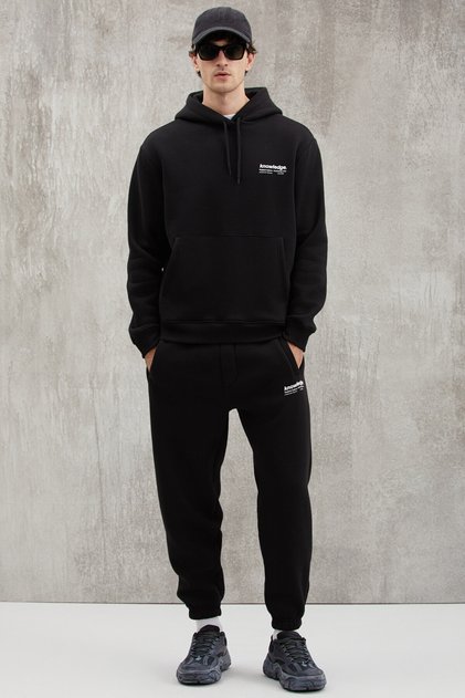 Bernon Men's Soft Elastic Tight Leg Three Pockets Organic Cotton Black Sweatpants