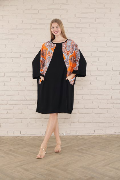 rochie tunică de damă cu mânecă scurta lungime midi