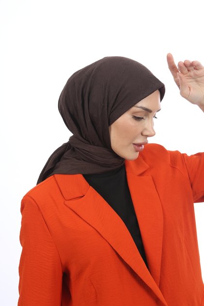 Tesettür Kadın Bambu Kraş Eşarp Acıkahve