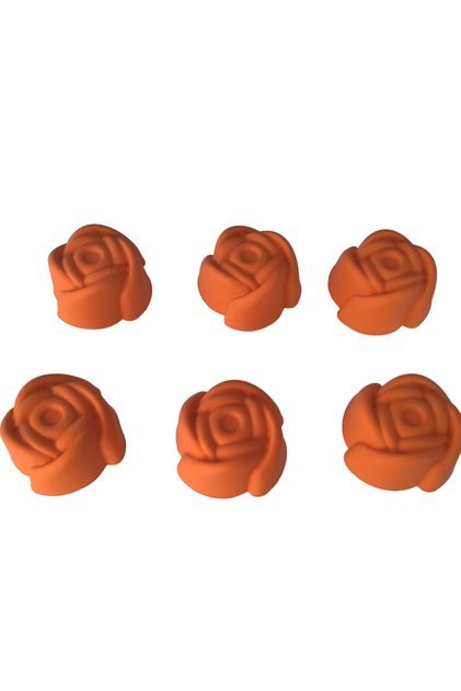 Bybirgül Orange 12-Piece Silicone Mini Rose Cake Mold, Muffin Mold, Airfryer Mold - 12 Pieces