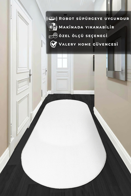Vl Oval Comfort Overloklu Peluş Yolluk Beyaz