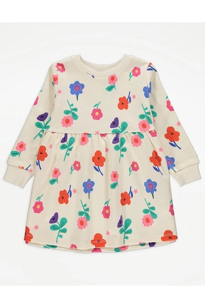 Cream Floral Patterned Dress