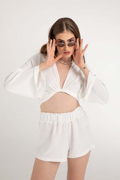 White Lagom Tied Blouse