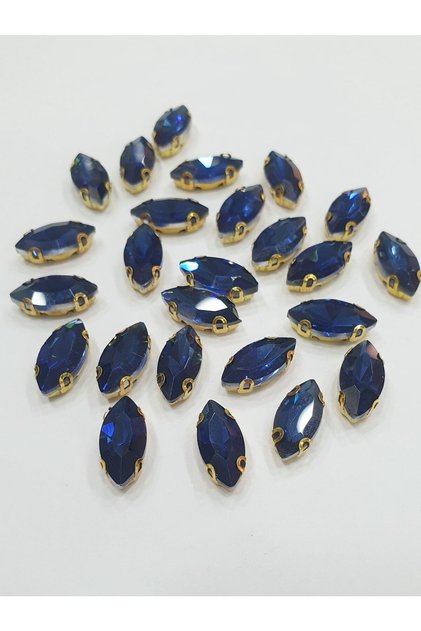 Sewn Stone - Mekik 7*15 Mm Navy Blue (100 PIECES)