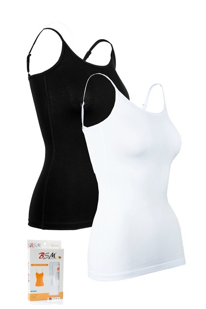 Women's Black-White Modal Cotton Soft Breathable Thin Strap Undershirt