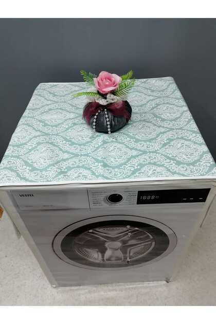 GREEN WHITE DUCK FABRIC WASHING AND DRYER COVER 120X60CM