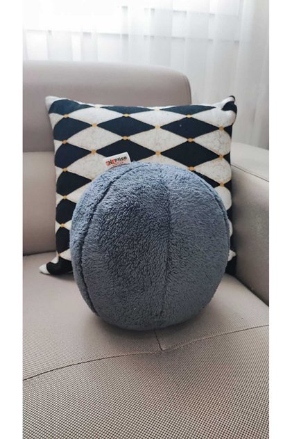 Ball Throw Pillow 1 Large Anthracite (42 CM) Welsoft