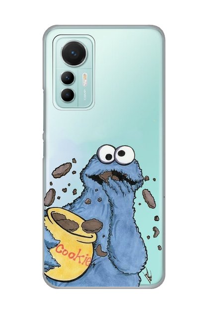 Xiaomi Mi 12 Lite Compatible Sesame Street Cookie Monster Patterned Transparent Phone Case