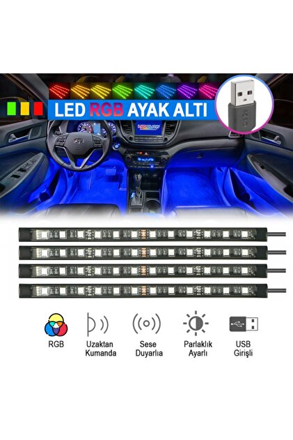 Usb Girişli Ayak Altı Led Sese Duyarlı Led Müziğe Duyarlı 12 Led 5V