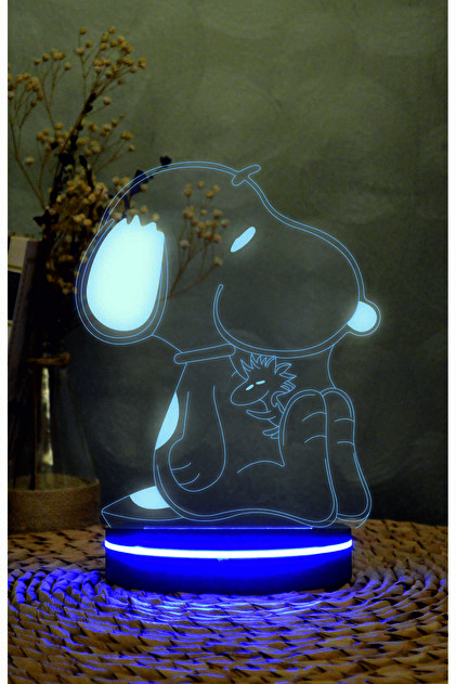 Yubi Design Snoopy ve Woodstock - 3 boyutlu led lamba 16 renk