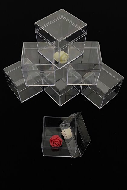 Transparent Plexi Mica Box, Promise Engagement Wedding Henna Wedding Henna Circumcision Baby Gift, Square 5X5Cm 48 Pieces