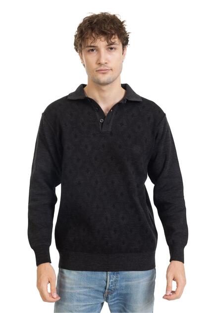 Men's Middle Age and Above Tight Woven Knitwear Knitted Acrylic Winter Dad Polo Collar Sweater 2078